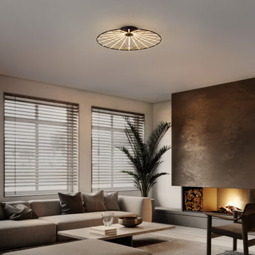 Anders 23.25" Contemporary Scandinavian Dimmable Stripe UFO Integrated LED Flush Mount - JONATHAN Y